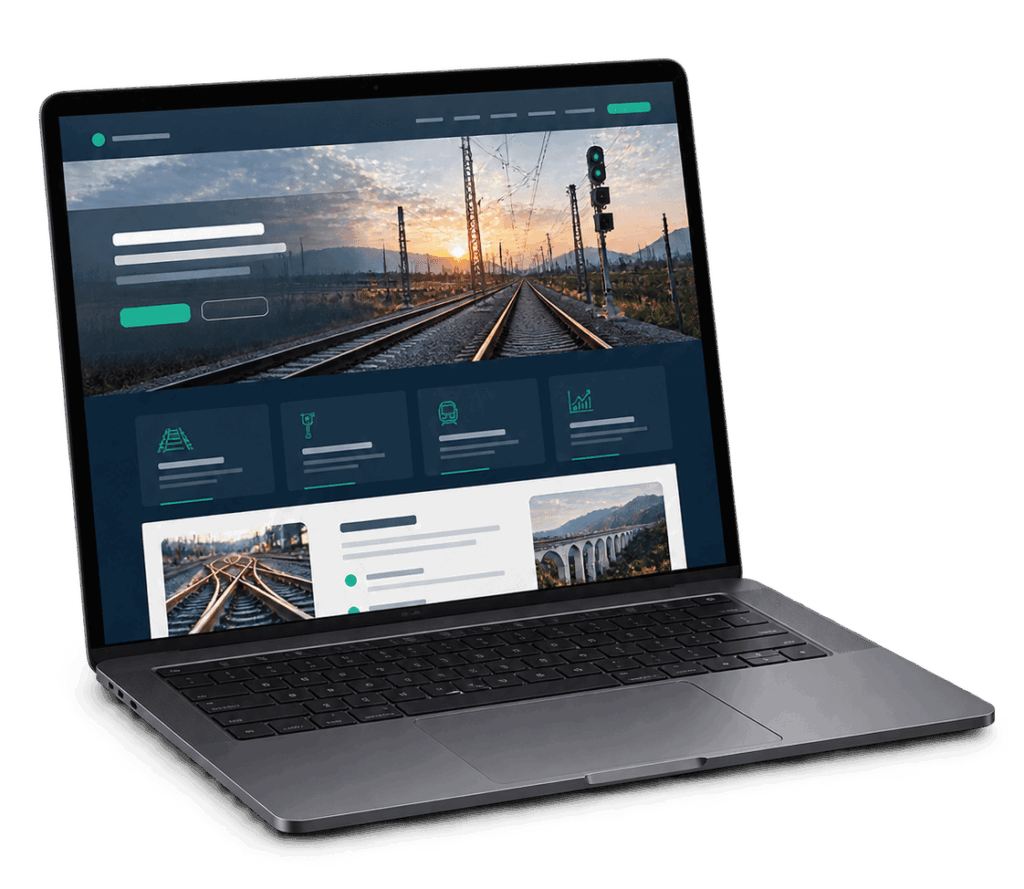 Icon- Laptop mit Bahn-Website